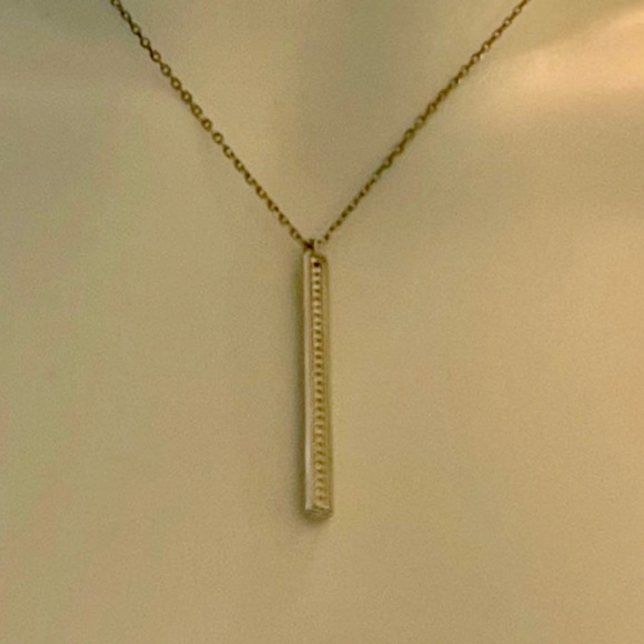 Adornia Vertical Crystal Bar Necklace .925 Sterling Silver - Picture 2 of 4